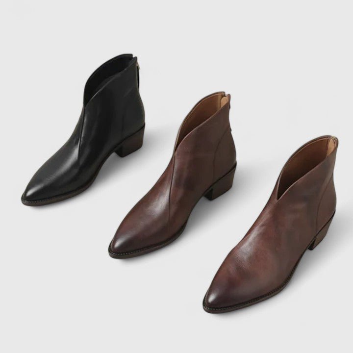 Women's Leather Pointed-Toe Ankle Boots