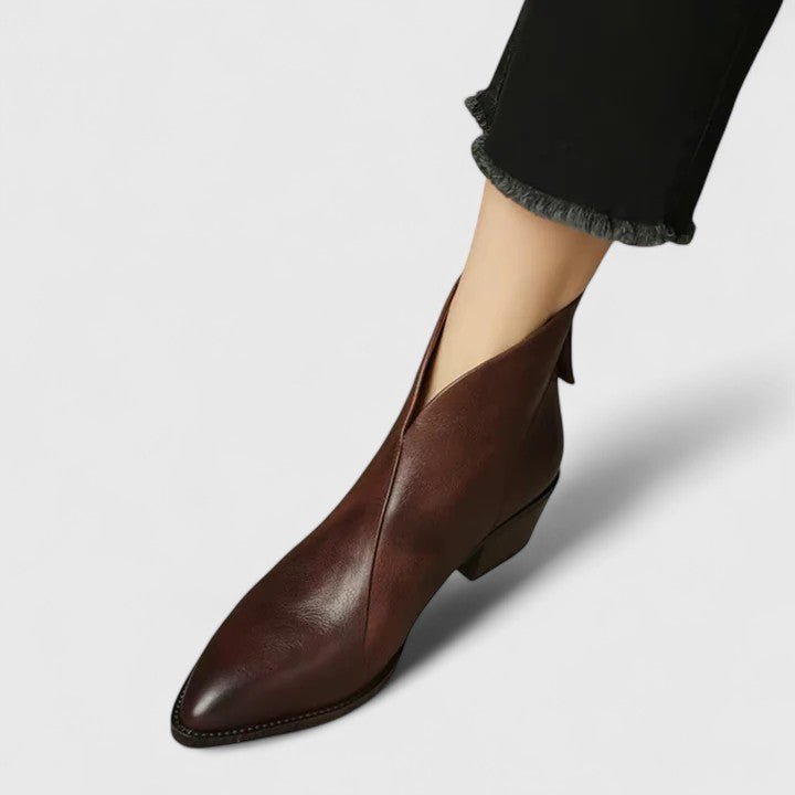 Women's Leather Pointed-Toe Ankle Boots