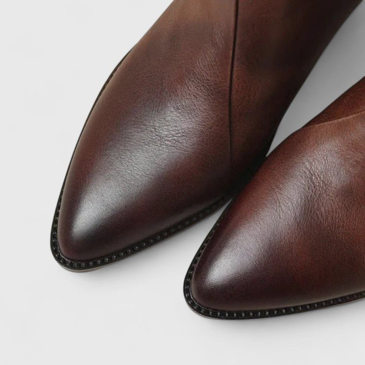 Women's Leather Pointed-Toe Ankle Boots