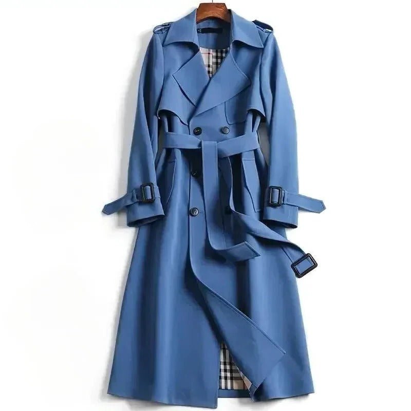 Women's Longline Trench Coat - Blue