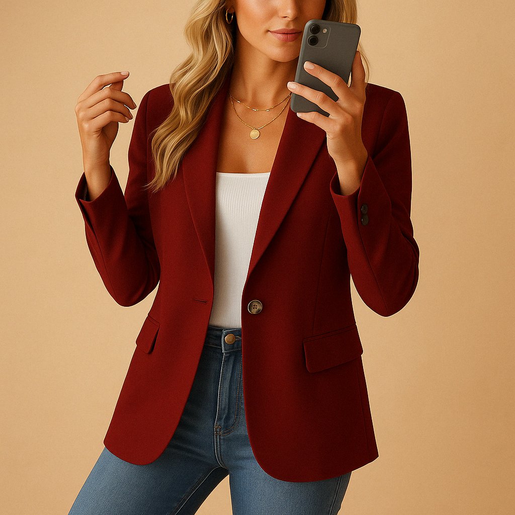 Women's Slim Blazer - Wine Red