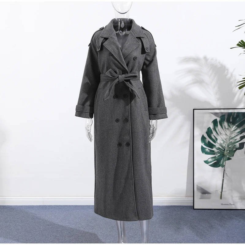 Women's Wool Double-Breasted Trench Coat