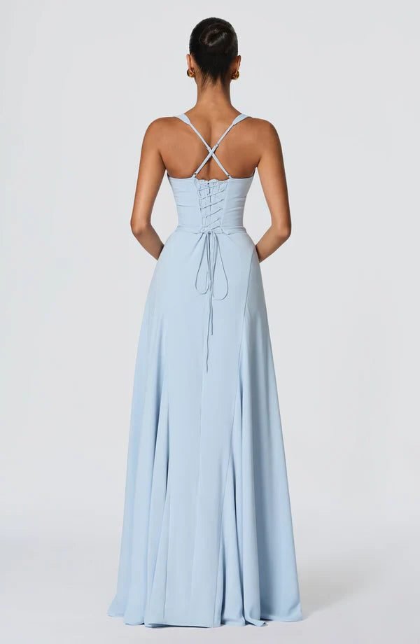 Women's Crepe Corset A-Line Maxi Party Gown
