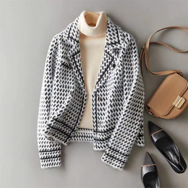 Women's Cropped Knit Blazer - White