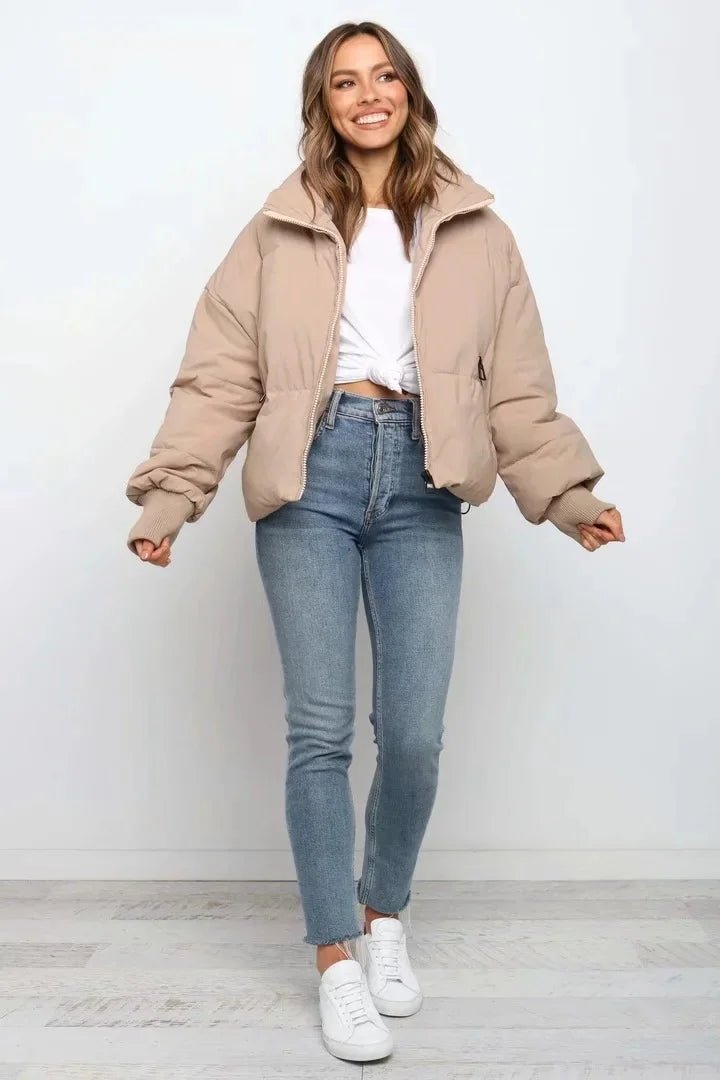 Women's Oversized Cropped Nylon Puffer Jacket