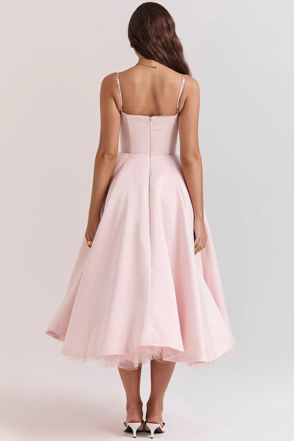 Women's Cocktail Satin Lace Midi Party Dress