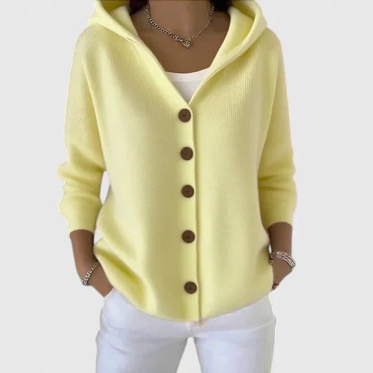 Women's Knit Ribbed Hooded Cardigan - Yellow