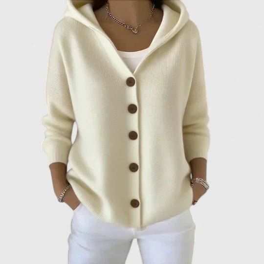 Women's Knit Ribbed Hooded Cardigan - Beige