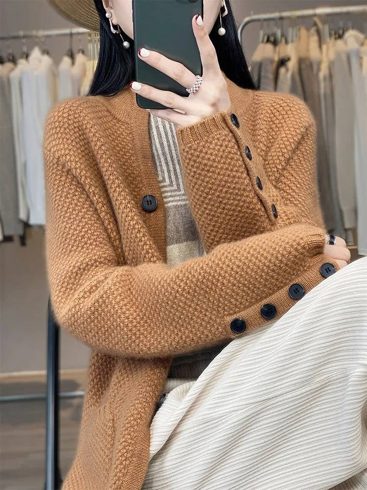 Women's Wool Waffle-Knit Jacket