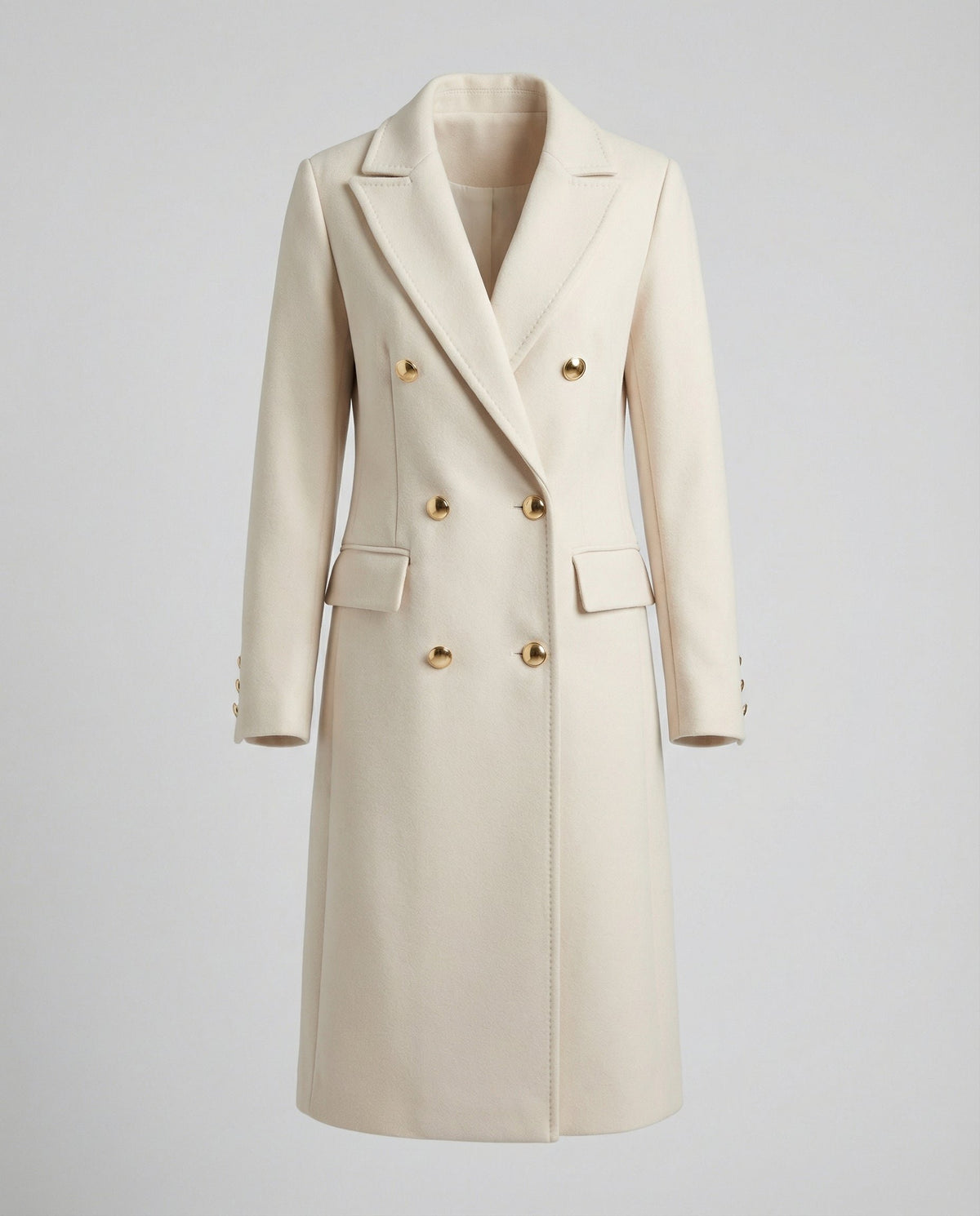 Women's Double-Breasted Longline Wool Coat