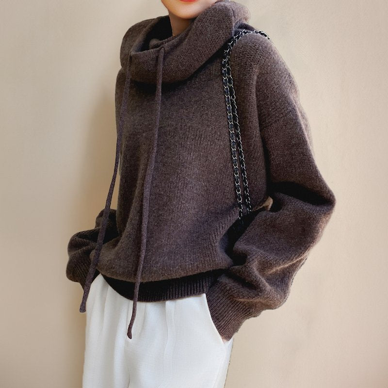 Women's Chunky Oversized Wool Hooded Jumper