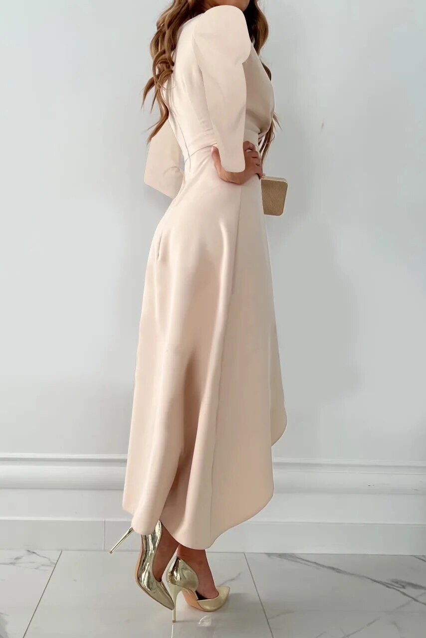 Women's Satin One-Shoulder Wrap Midi Party Dress