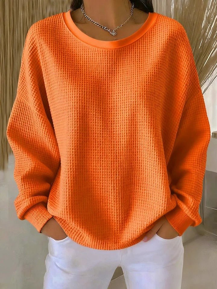 Women's Oversized Waffle Knit Jumper - Orange