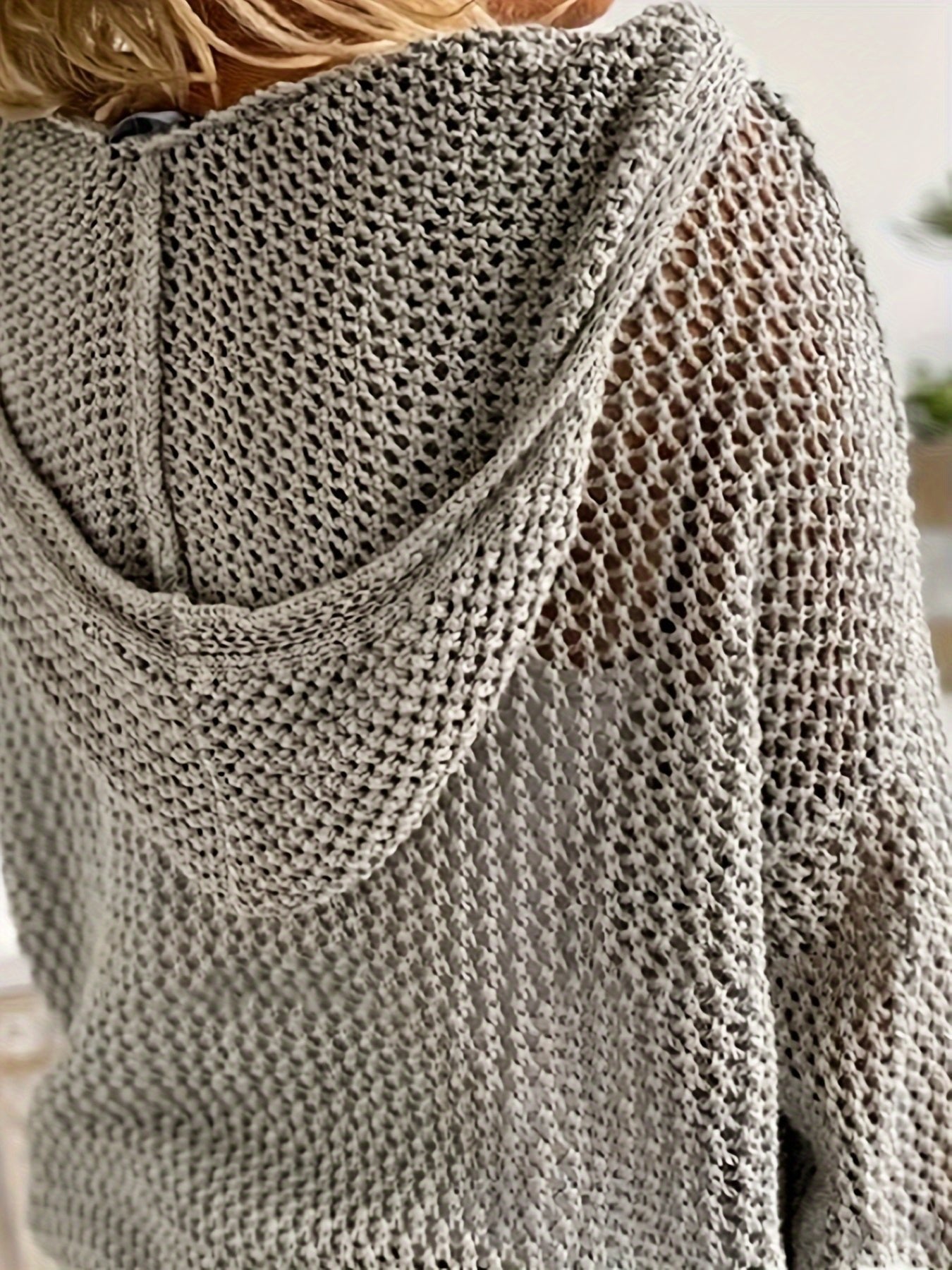 Women's Oversized V-Neck Hooded Jumper