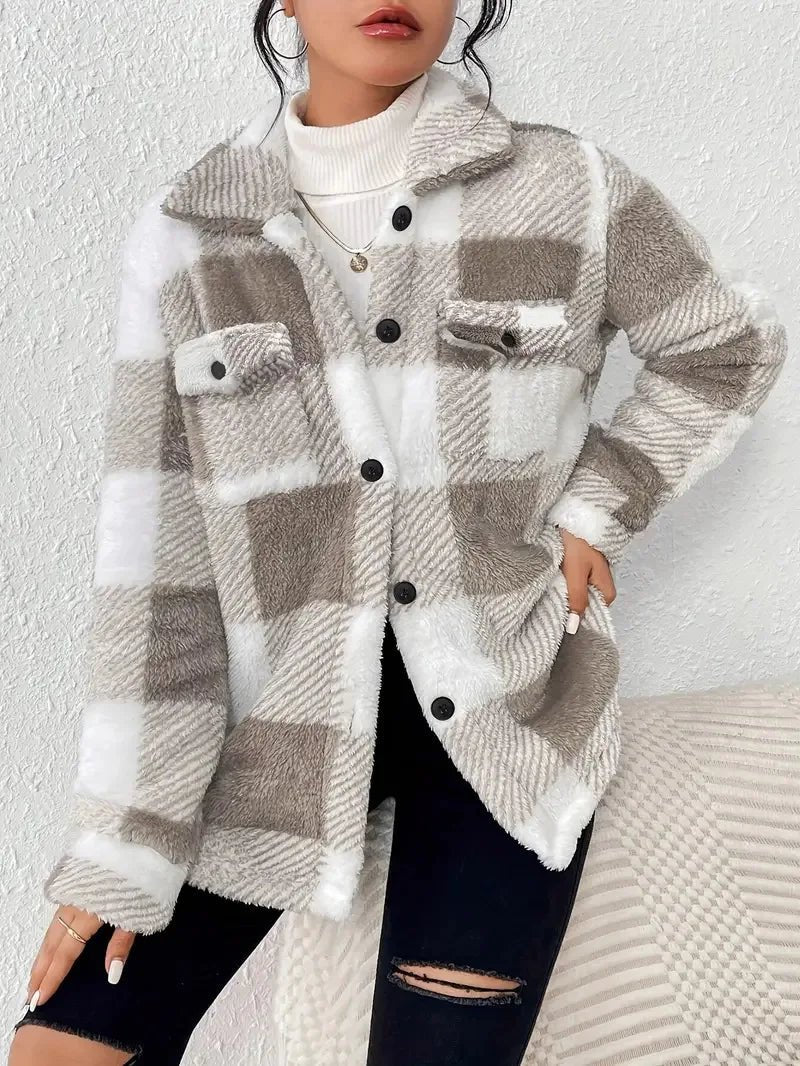 Women's Plaid Teddy Shacket
