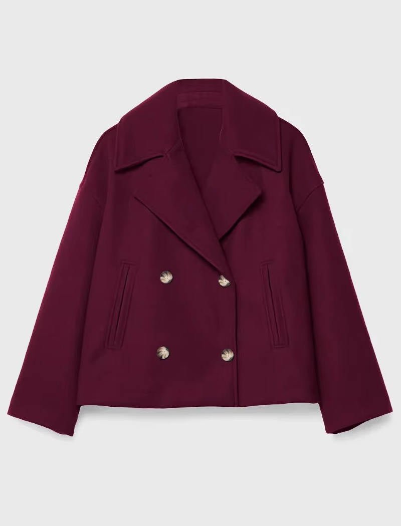 Women's Oversized Cropped Wool Pea Coat