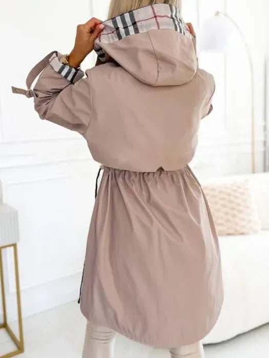 Women's A-Line Hooded Longline Trench Coat