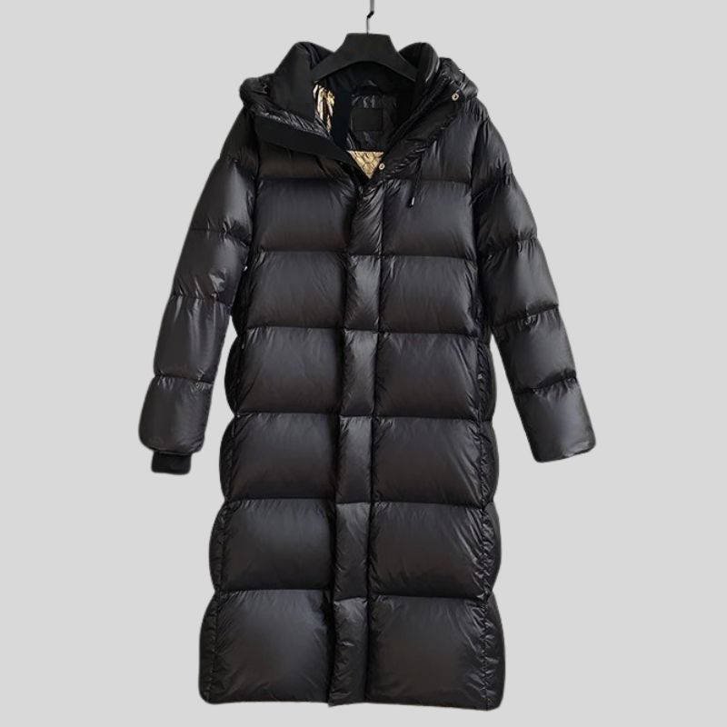 Women's Long Hooded Longline Puffer Coat - XL