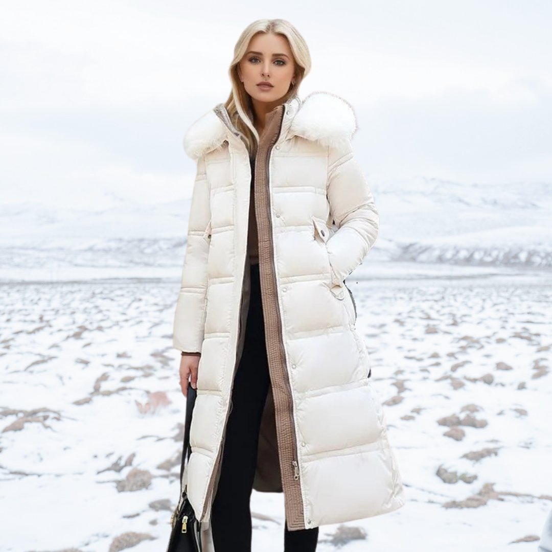 Women's Oversized Belted Longline Faux Fur Puffer Coat