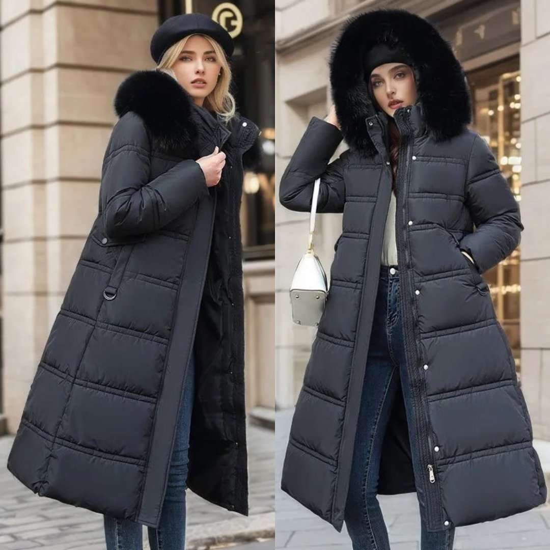 Women's Oversized Belted Longline Faux Fur Puffer Coat