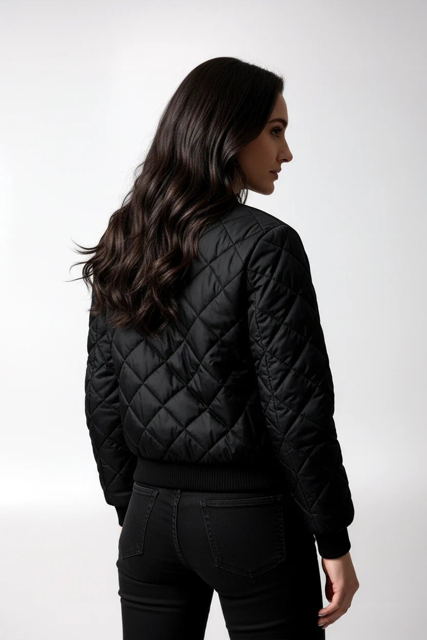 Women's Quilted Cropped Bomber Jacket