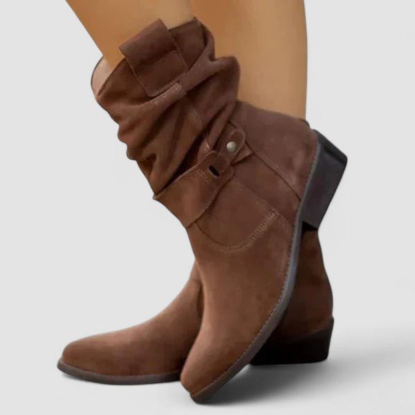 Women's Suede Ankle Boots - Dark Brown