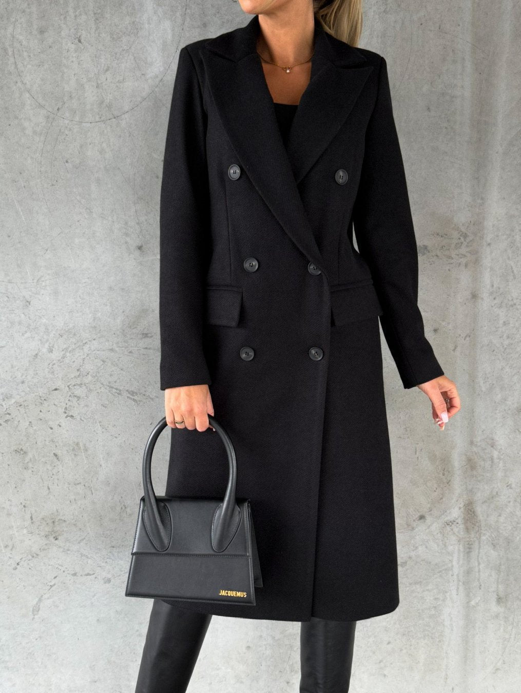 Women's Wool Longline Coat - Black