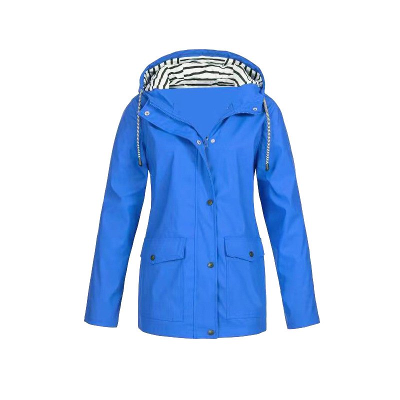 Women's Rain Waterproof Hooded Jacket - Blue