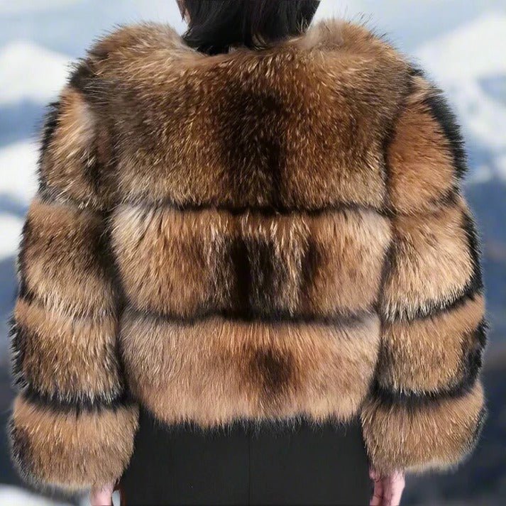 Women's Cropped Faux Fur Jacket - XL
