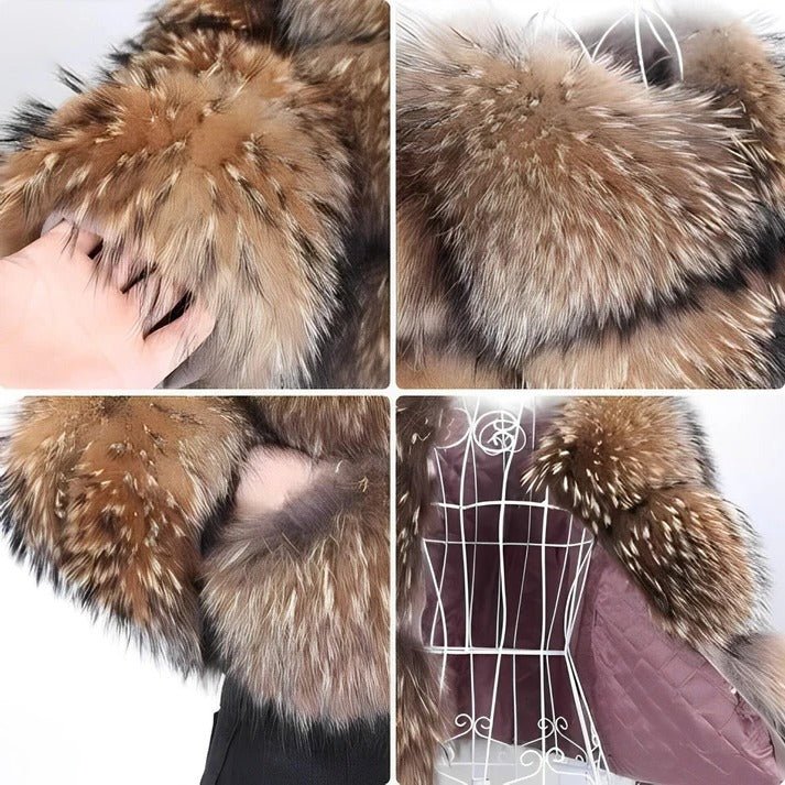 Women's Cropped Faux Fur Jacket - 2XL