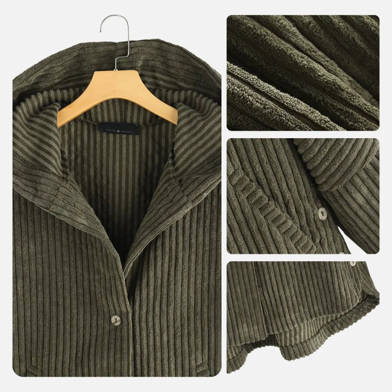 Women's Oversized Corduroy Hooded Longline Coat