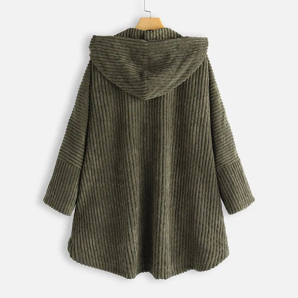 Women's Oversized Corduroy Hooded Longline Coat