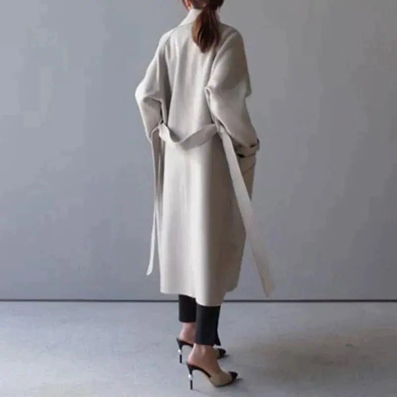 Women's Oversized Wrap Belted Longline Wool Coat