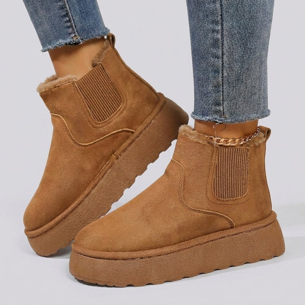 Women's Platform Chelsea Snow Ankle Boots - Light brown