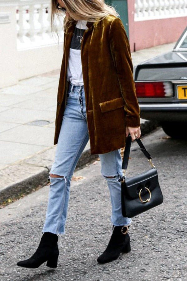 Women's Longline Velvet Blazer