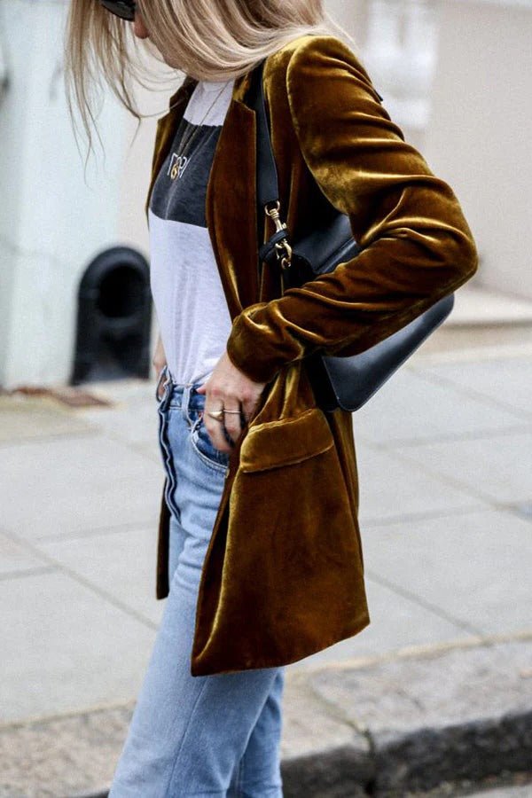 Women's Longline Velvet Blazer