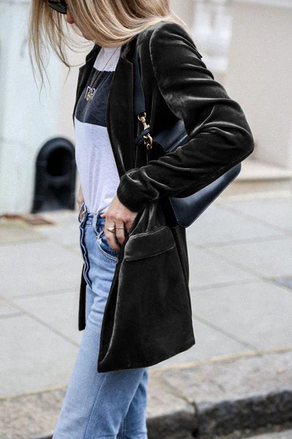 Women's Longline Velvet Blazer