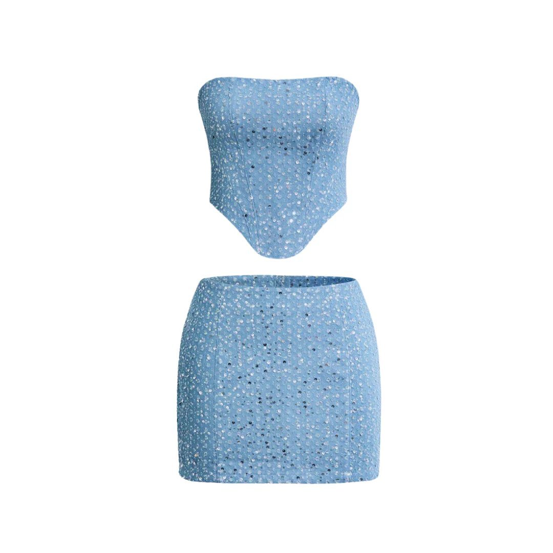 Women's Sequin Strapless Bodycon Mini Party Dress