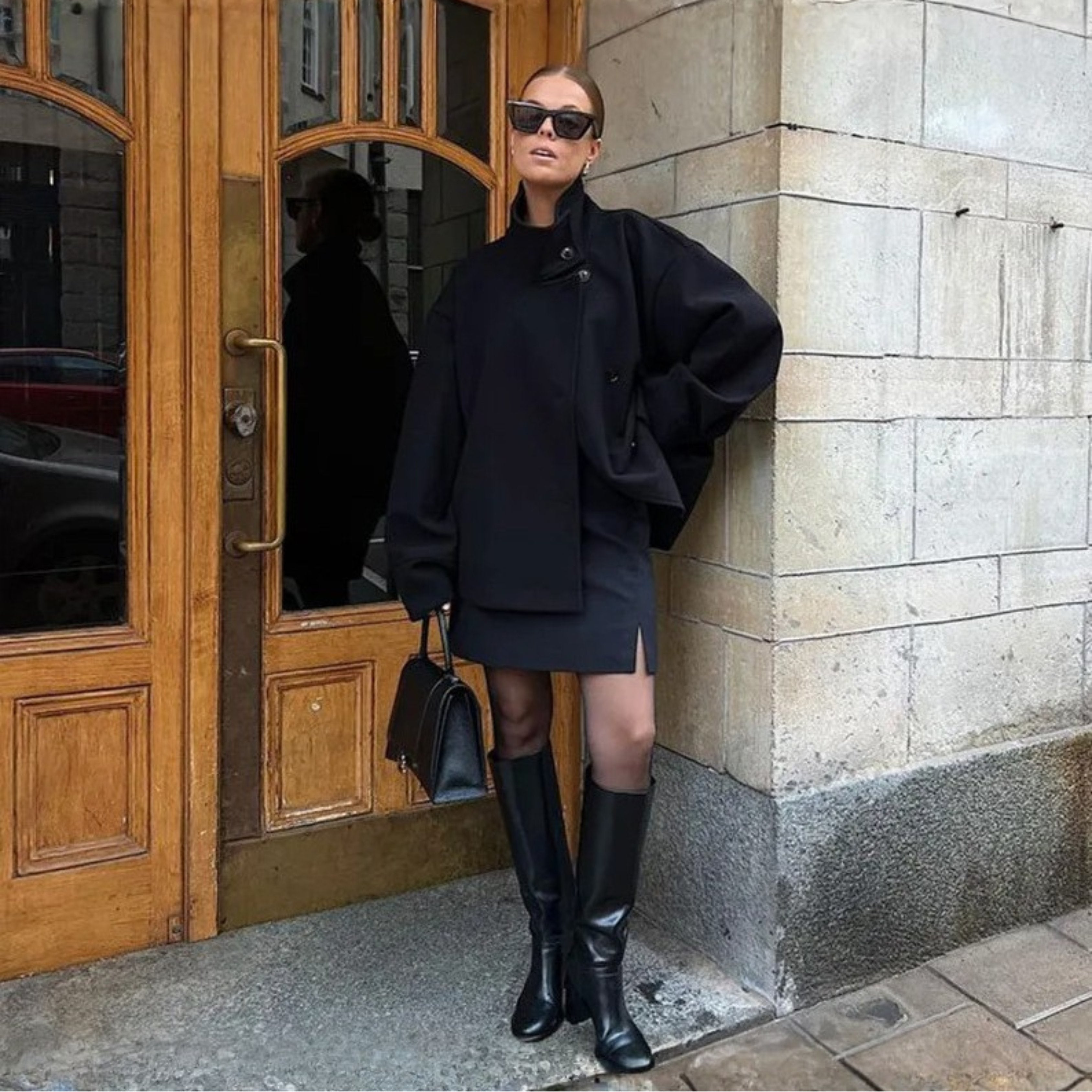 Women's Oversized Wool Jacket - Black