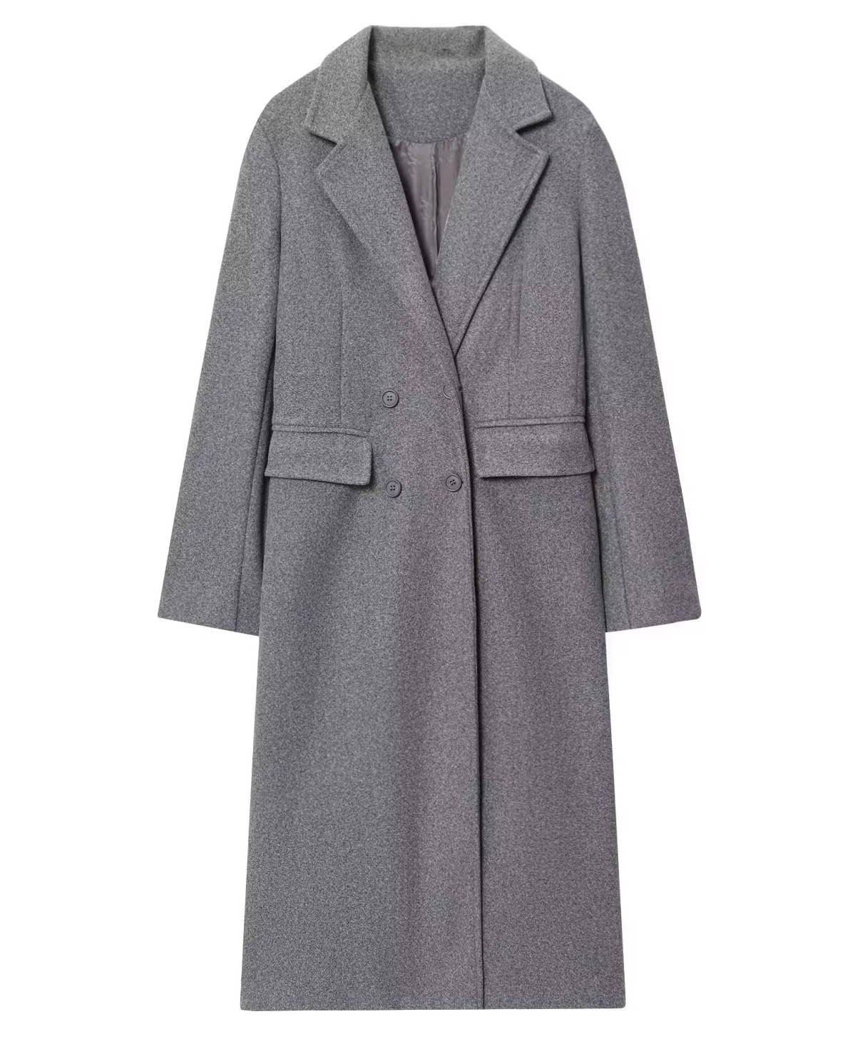 Women's Wool Longline Coat - Grey