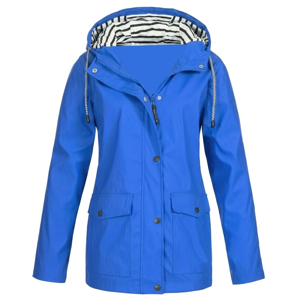 Women's Rain Waterproof Hooded Jacket - Blue