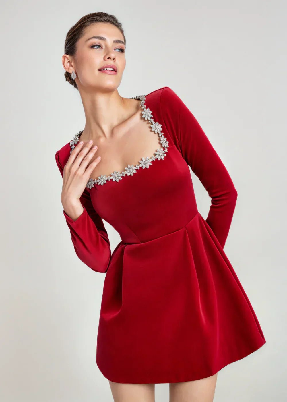 Women's Black Cocktail Velvet Bodycon Mini Party Dress