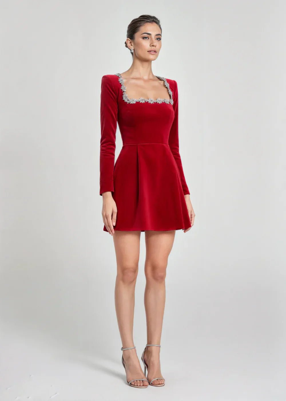 Women's Black Cocktail Velvet Bodycon Mini Party Dress