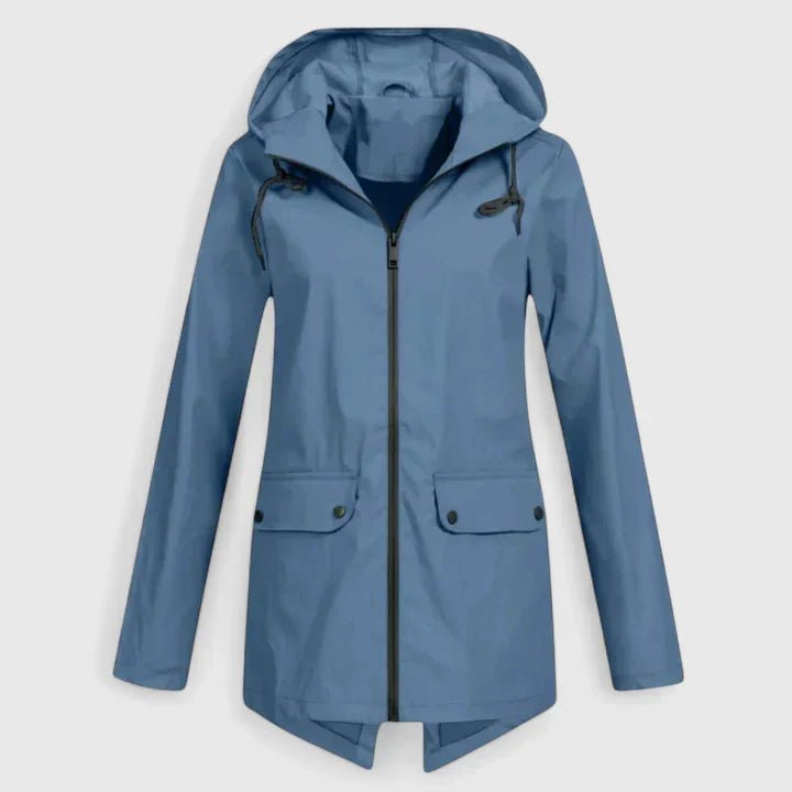 Women's Rain Waterproof Hooded Jacket - Blue
