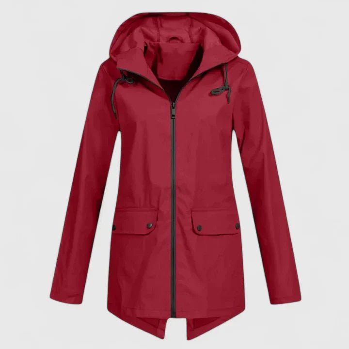Women's Rain Waterproof Hooded Jacket - Red