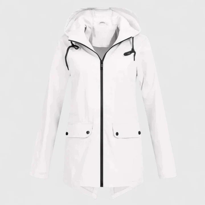 Women's Rain Waterproof Hooded Jacket - White