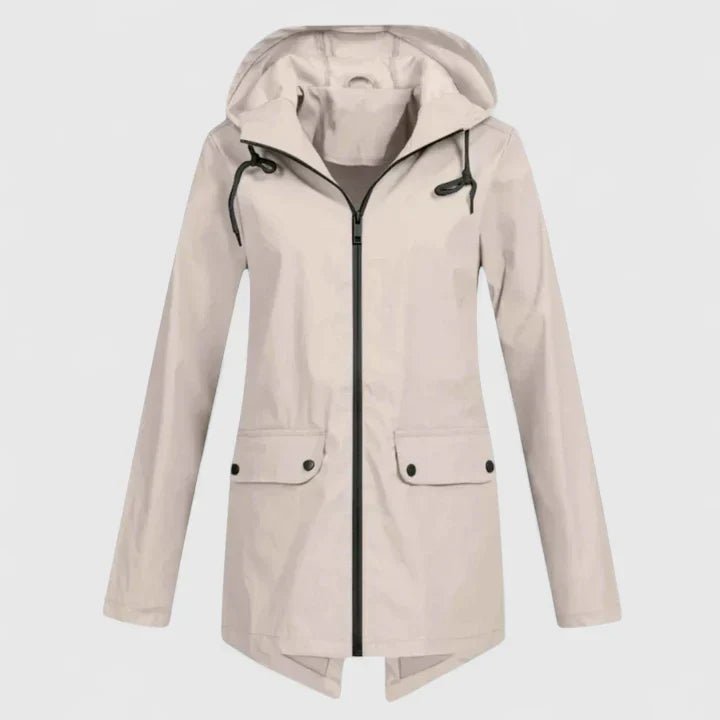 Women's Rain Waterproof Hooded Jacket - Apricot
