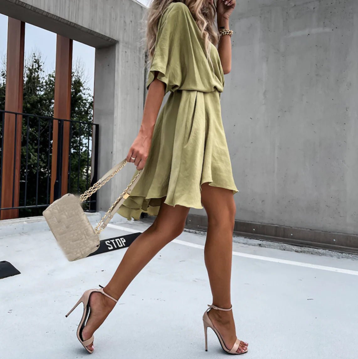 Women's Satin Wrap Mini Party Dress