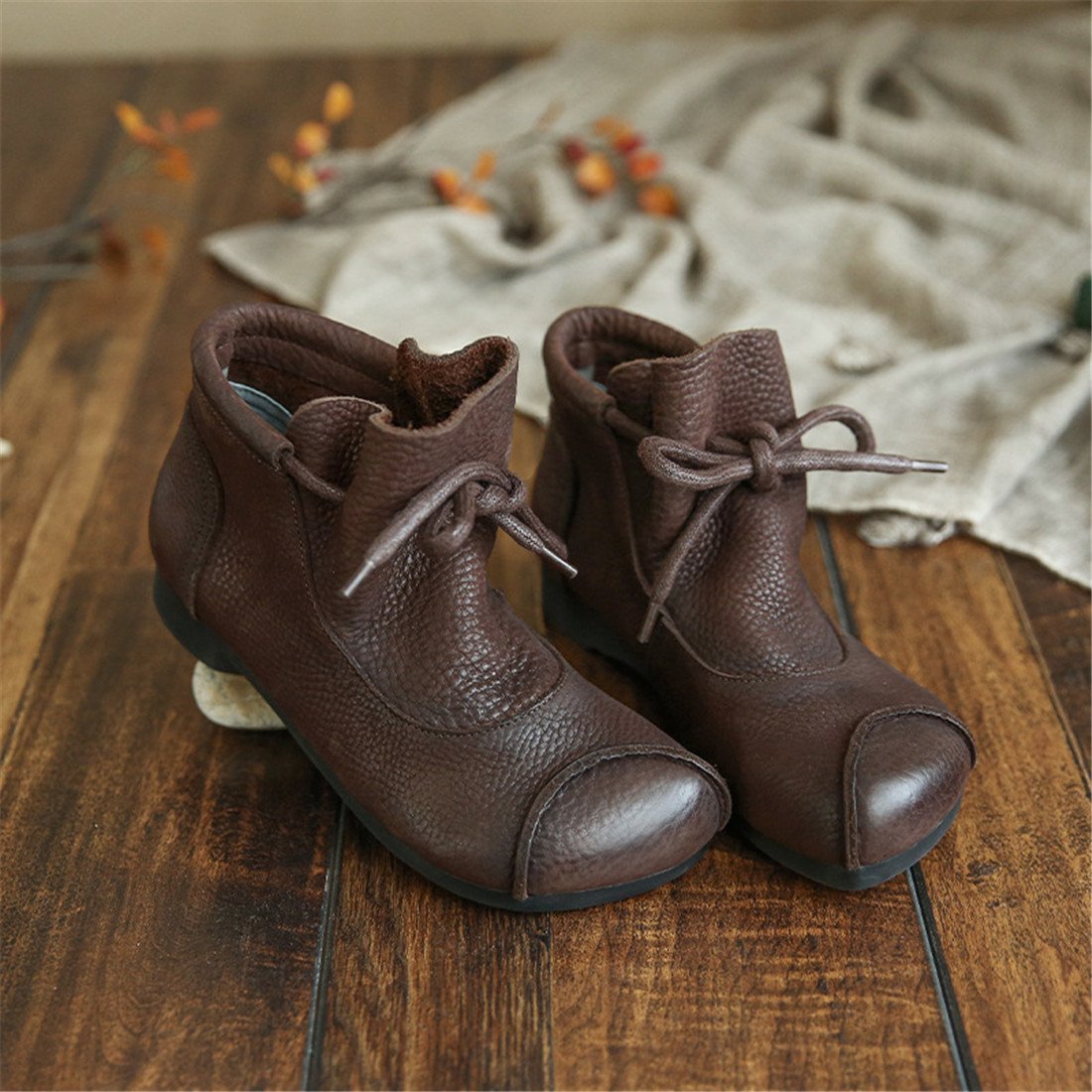 Women's Leather Lace-Up Winter Ankle Boots