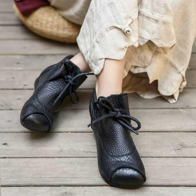 Women's Leather Lace-Up Winter Ankle Boots